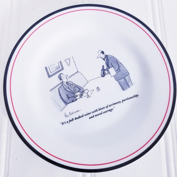 Restoration Hardware New Yorker Plate White Waiter Leo Cullum The Cartoon Bank - Picture 1 of 10